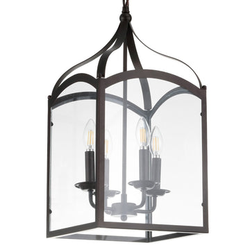 Ruth 11" Traditional Classic Lantern Metal/Glass LED Pendant - JONATHAN Y